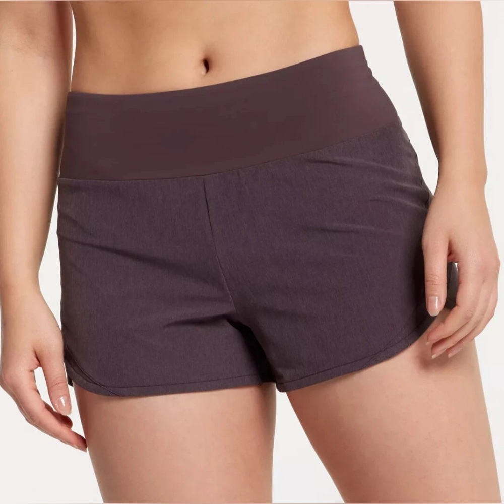 Calia Kick It Up Mid-Rise Shorts L  -Dark Brown Heather-